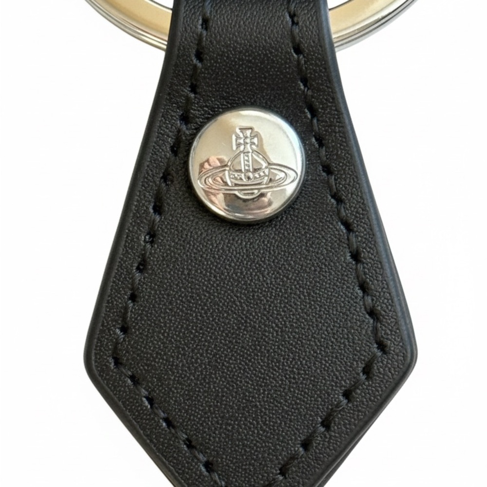 Authentic Vivienne Westwood Silver and Black Leather Keychain - Picture 2 of 4